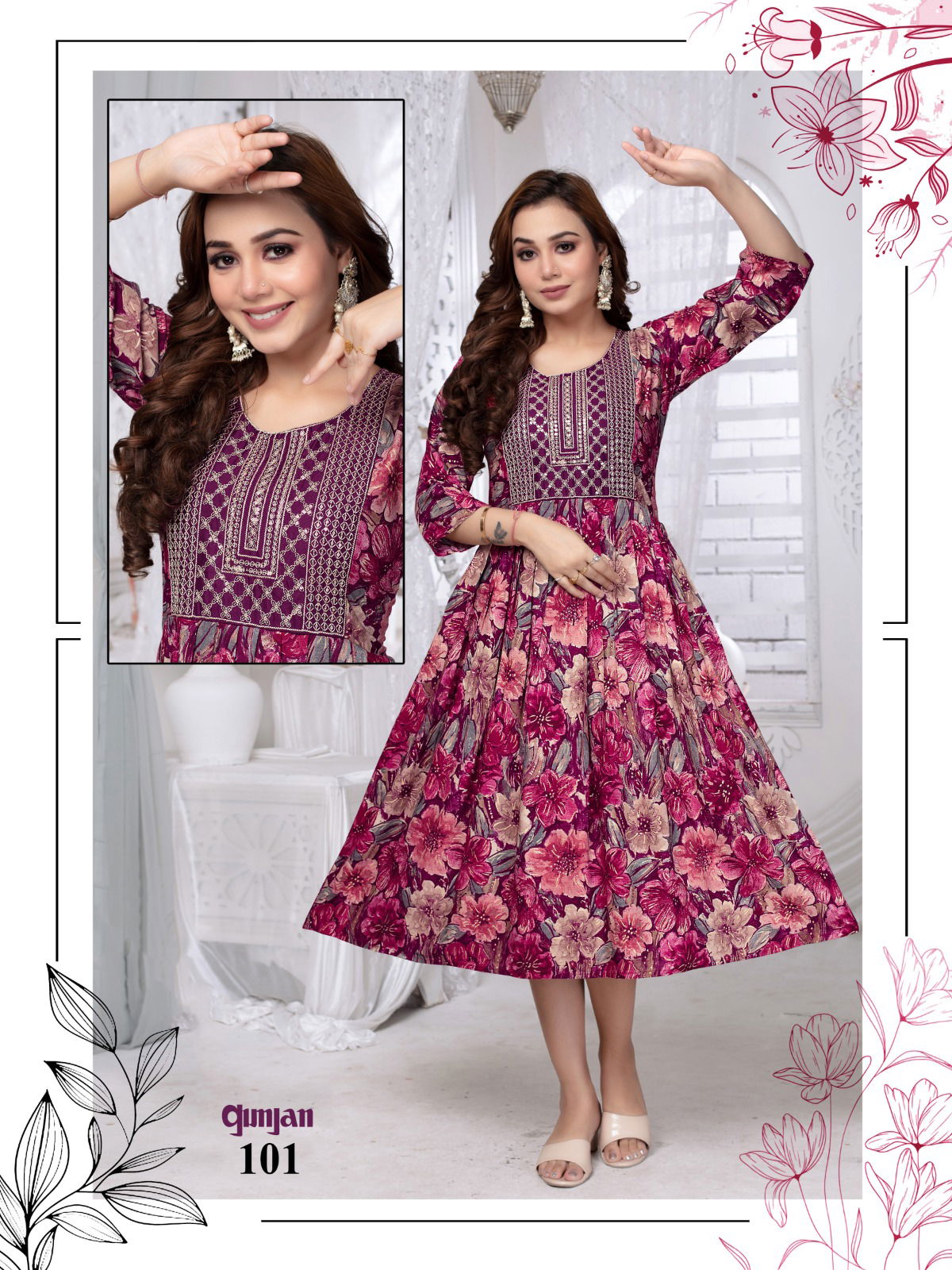 Beauty Queen Gunjan Vol 21 Rayon Anarkali Kurtis Wholesale Shop In Surat